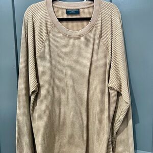 Comfy No Boundaries Beige Waffle Knit Long Sleeve. Natural worn look.